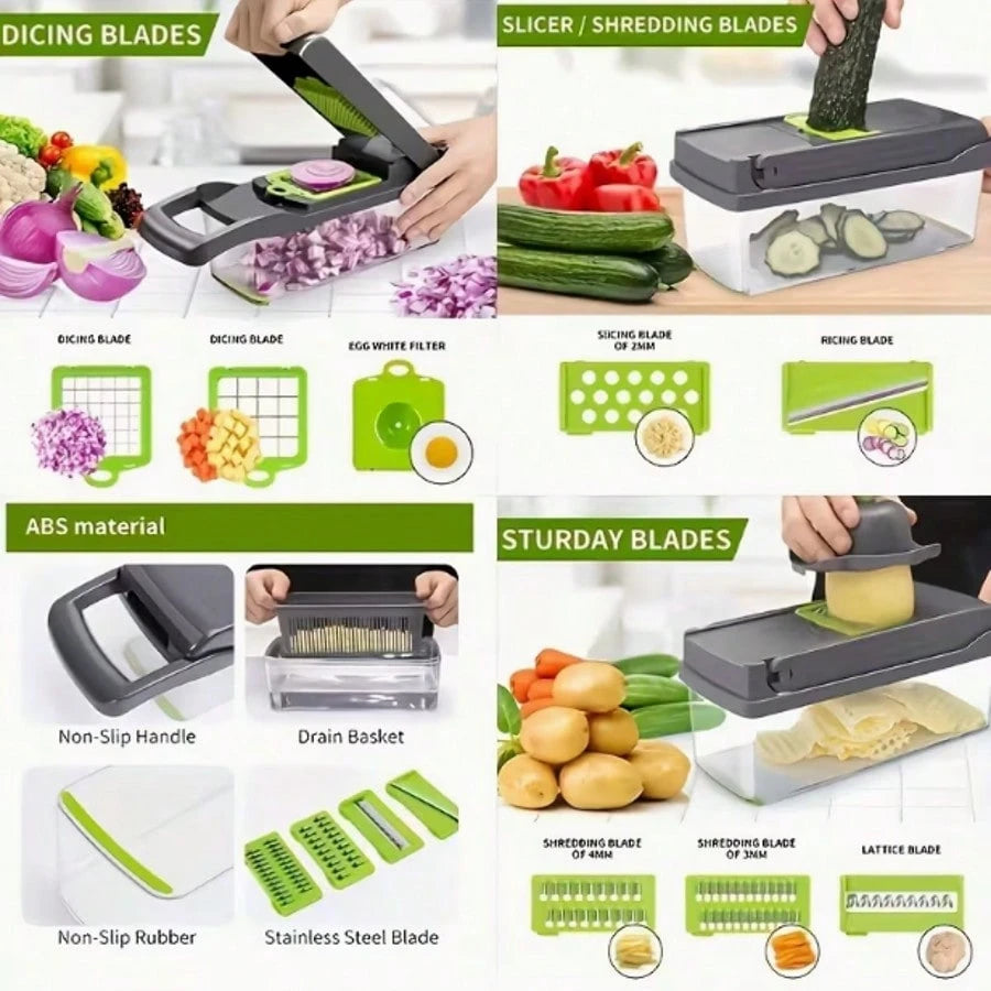 Multifunctional 16 In 1 Food Chopper, Vegetable Chopper,
